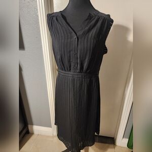 Banana Republic Black Pleated Sleeveless Button Down Dress Size 10